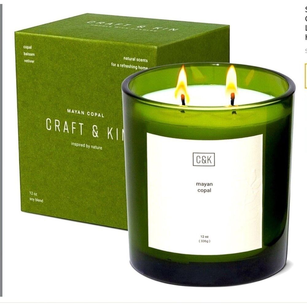 Craft &‎ Kin Double Wick 12 oz Soy Blend Candle Mayan Copal